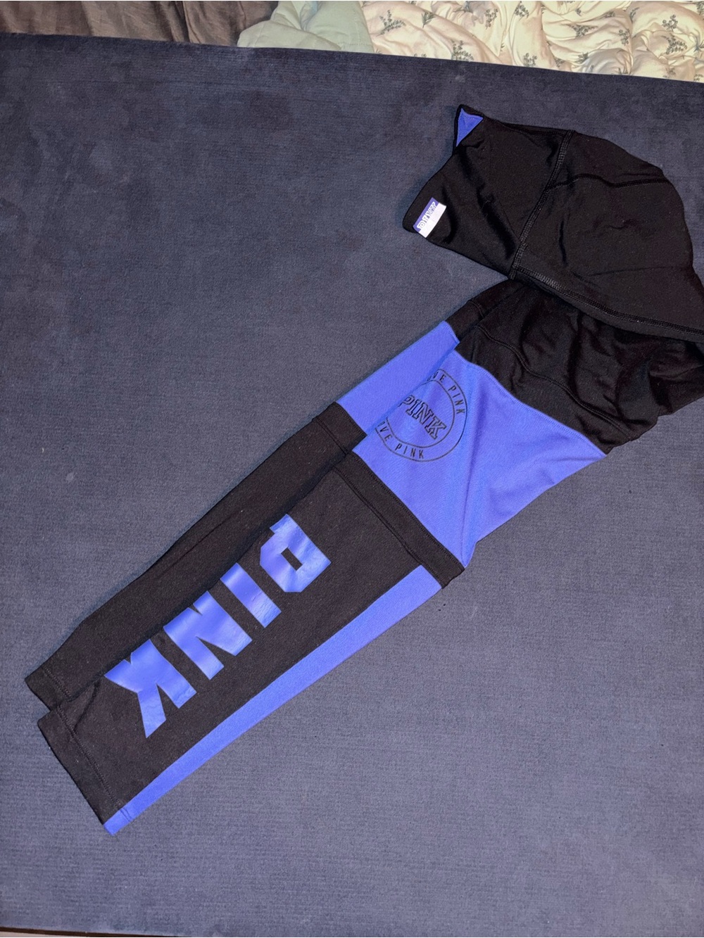 PINK Victoria's Secret womens Black and Blue Active Leggings